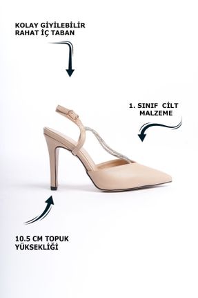 کفش مجلسی بژ زنانه چرم مصنوعی پاشنه نازک پاشنه بلند ( +10 cm) کد 809328520