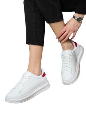 کفش اسنیکر سفید زنانه بند دار چرم مصنوعی کد 810016827