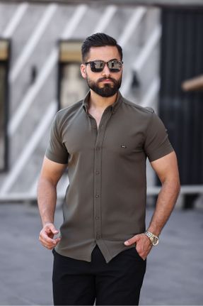 پیراهن خاکی مردانه اسلیم فیت یقه پیراهنی پارچه ای کد 835660272