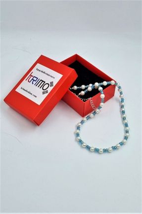 گردنبند جواهر آبی زنانه منجوق کد 452558254