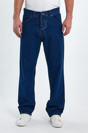 شلوار جین سرمه ای مردانه پاچه گشاد فاق بلند جین اورسایز بلند کد 789714768