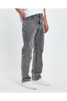 شلوار جین طوسی مردانه پاچه گشاد فاق بلند جین اورسایز بلند کد 780627687