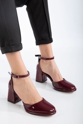 کفش پاشنه بلند کلاسیک زرشکی زنانه چرم مصنوعی پاشنه پلت فرم پاشنه متوسط ( 5 - 9 cm ) کد 794609929