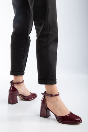 کفش پاشنه بلند کلاسیک زرشکی زنانه پاشنه پلت فرم پاشنه متوسط ( 5 - 9 cm ) چرم مصنوعی کد 794609929