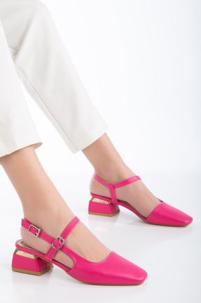 کفش پاشنه بلند کلاسیک صورتی زنانه چرم مصنوعی پاشنه ضخیم پاشنه کوتاه ( 4 - 1 cm ) کد 796596663