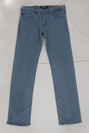 شلوار جین آبی مردانه پاچه لوله ای فاق بلند ساده جوان کد 835677036