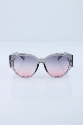 عینک آفتابی طوسی زنانه 55 UV400 ترکیبی سایه روشن هندسی کد 275421538