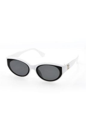 عینک آفتابی سفید زنانه 59+ UV400 ترکیبی سایه روشن هندسی کد 97232780