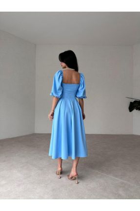 لباس آبی زنانه بافتنی آستین-کوتاه کد 835725408
