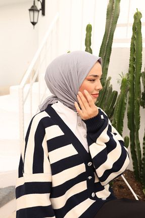 روسری طوسی پلی استر Silk Home - کد 780258223