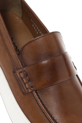 کفش لوفر قهوه ای مردانه چرم طبیعی پاشنه کوتاه ( 4 - 1 cm ) کد 825104352