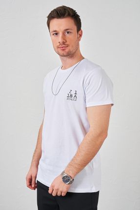 تی شرت سفید مردانه رگولار یقه گرد پلی استر کد 810522085