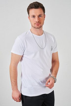 تی شرت سفید مردانه رگولار یقه گرد پلی استر کد 810522085