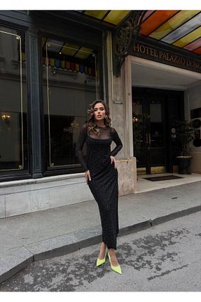 لباس مشکی زنانه بافتنی Vuntal BUTİK - کد 801230746