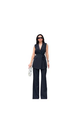 ست بالاتنه و پائین تنه مشکی زنانه بافتنی NILOO - کد 826416566