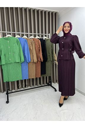 ست بالاتنه و پائین تنه قهوه ای زنانه تریکو racel fashion - کد 834288836