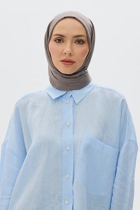 شال طوسی زنانه پنبه پلی استر Mira İpek - کد 835868194