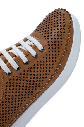 کفش کژوال قهوه ای زنانه چرم طبیعی پاشنه کوتاه ( 4 - 1 cm ) پاشنه ضخیم کد 802500150