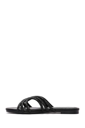 دمپائی مشکی زنانه چرم مصنوعی پاشنه ساده پاشنه کوتاه ( 4 - 1 cm ) کد 827101757