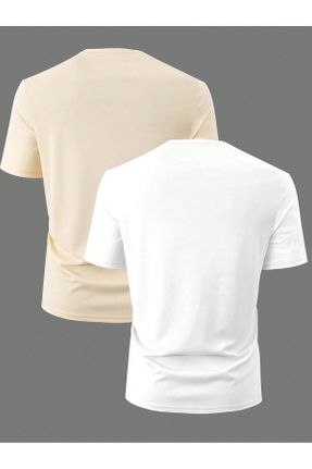 تی شرت سفید زنانه پنبه (نخی) یقه گرد اورسایز تکی بیسیک کد 832624786
