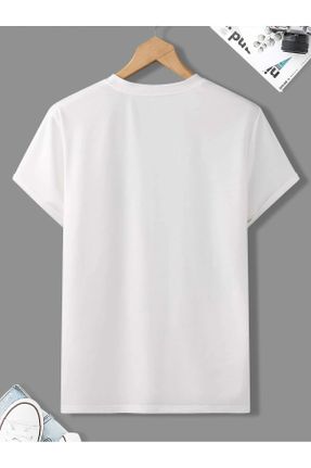 تی شرت سفید زنانه یقه گرد پنبه (نخی) اورسایز تکی بیسیک کد 822231313