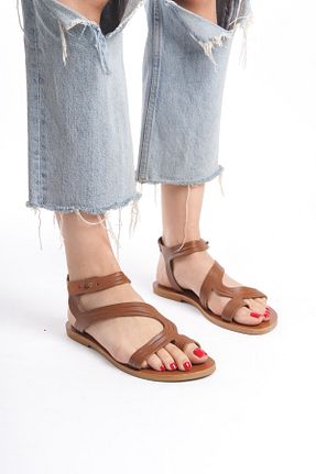 صندل قهوه ای زنانه پاشنه تخت DaphneSandals - کد 835923365
