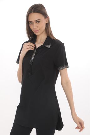 لباس مشکی زنانه بافتنی پنبه (نخی) پیراهن آستین-کوتاه کد 805574904