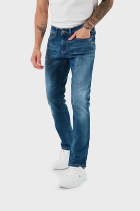 شلوار جین آبی مردانه پاچه ساده فاق افتاده پنبه - پلی استر - الاستن استاندارد کد 835926721