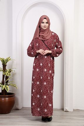کافتان و کیمونو حجاب قرمز زنانه پنبه ای Kutay Collection - کد 781045178