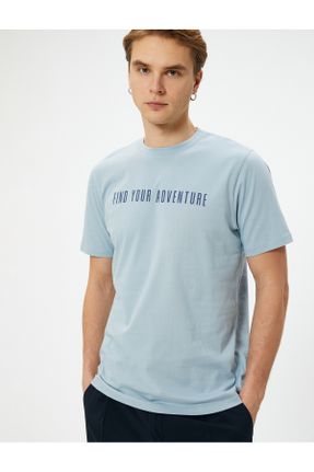 تی شرت آبی مردانه رگولار یقه گرد کد 835953724