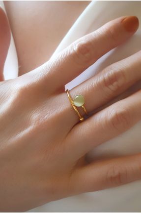 انگشتر جواهر سبز زنانه روکش طلا کد 119737473