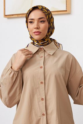 روسری طلائی کرپ ساتن ابریشم Silk Home - کد 712937317