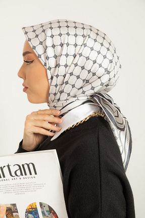روسری سفید کرپ ساتن ابریشم Silk Home - کد 712937338