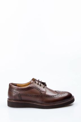 کفش کلاسیک قهوه ای مردانه چرم طبیعی پاشنه کوتاه ( 4 - 1 cm ) پاشنه ساده کد 36408231
