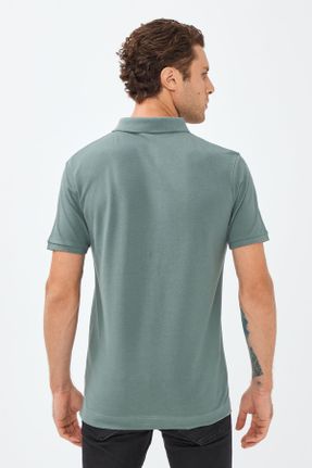 تی شرت سبز مردانه یقه پولو اسلیم فیت کد 48202415