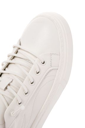 کفش اسنیکر سفید مردانه بند دار چرم طبیعی کد 820774403