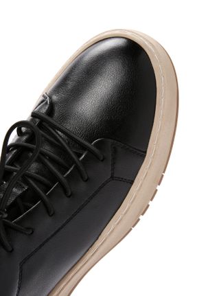 کفش اسنیکر مشکی مردانه چرم طبیعی بند دار چرم طبیعی کد 823808262