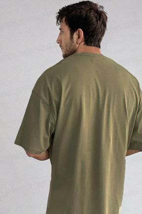 تی شرت خاکی مردانه یقه گرد پنبه (نخی) اورسایز تکی پوشاک ورزشی کد 810294637