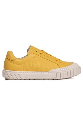 کفش اسنیکر زرد زنانه چرم طبیعی کد 674464916