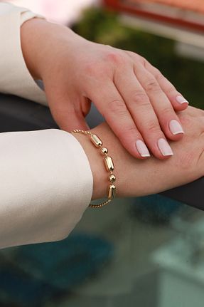 دستبند طلا سبز زنانه 14 عیار Aydın Kuyumculuk - کد 835912035
