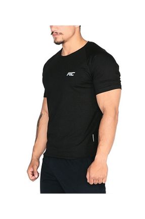 تی شرت مشکی مردانه یقه گرد رگولار تکی پوشاک ورزشی کد 43163245