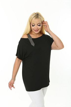 بلوز سایز بزرگ مشکی زنانه رگولار Esina - کد 795877768
