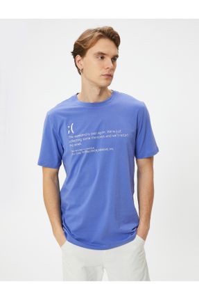 تی شرت بنفش مردانه رگولار یقه گرد تکی کد 829582311