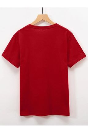 تی شرت قرمز زنانه اورسایز یقه گرد کد 818936735