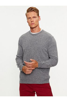 پلیور طوسی مردانه ساده United Colors of Benetton - کد 772834004