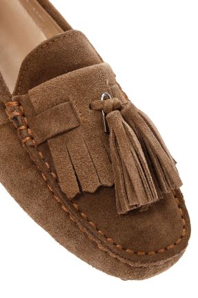 کفش لوفر قهوه ای زنانه چرم طبیعی پاشنه کوتاه ( 4 - 1 cm ) کد 834114641