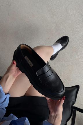 کفش لوفر مشکی زنانه چرم مصنوعی پاشنه کوتاه ( 4 - 1 cm ) کد 763676708