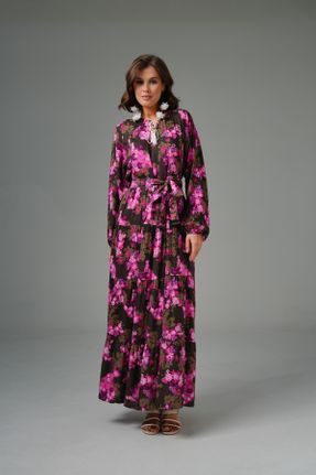 لباس خاکی زنانه بافتنی ویسکون رگولار آستین-بلند کد 807355403