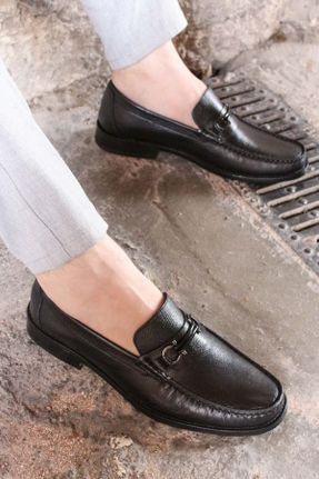 کفش کلاسیک مشکی مردانه چرم طبیعی پاشنه کوتاه ( 4 - 1 cm ) پاشنه ساده کد 37148620