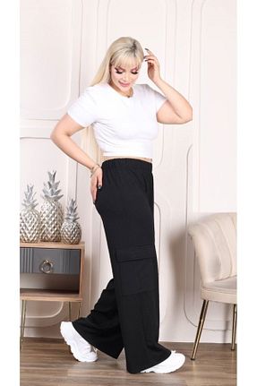 شلوار سایز بزرگ مشکی زنانه پاچه پهن Butik Nilyam - کد 784353959